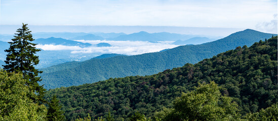 Foggy Morning in the Valleys of the Appalachian Mountains View from The Blue Ridge Parkway