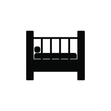recommend clip art: Crib bed silhouette vector black design isolated