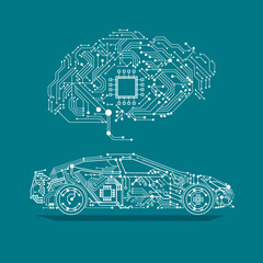 self driving smart car illustration