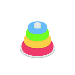 Stacking rings toy illustration vector. Rainbow donut intact. children toy.Donut tower