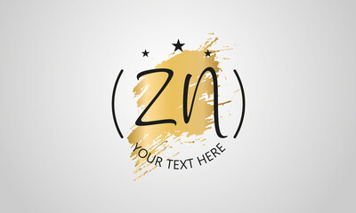 Handwritten feminine ZN letter logo vector template design