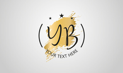 Handwritten feminine YB letter logo vector template design