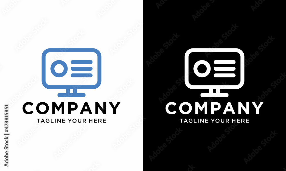 Poster pc monitor, flat style computer screen icon with shadow on white background, stylish vector illustra