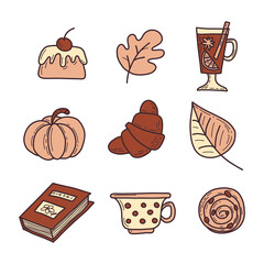 a set of items for a cozy autumn. Vector illustration