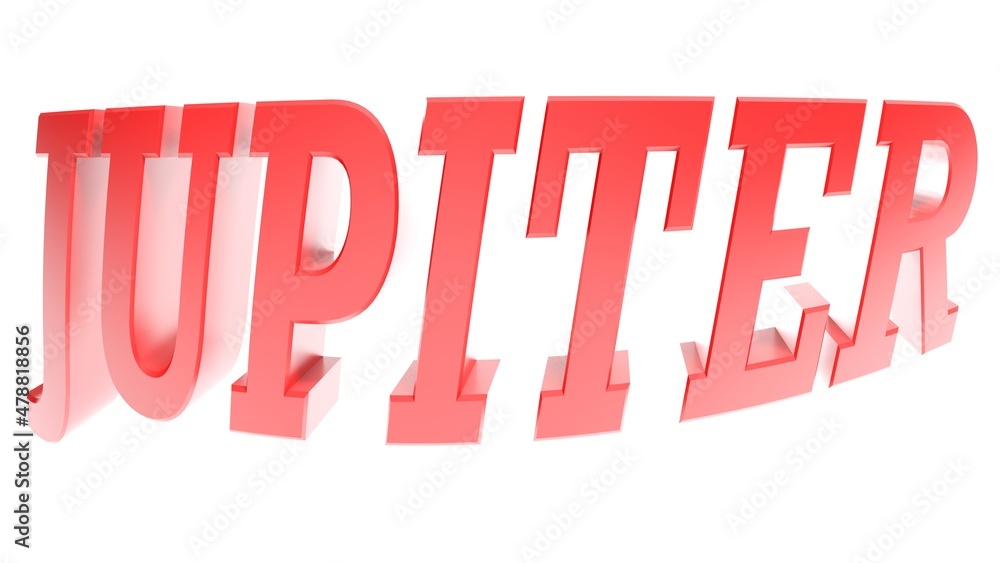 Poster jupiter red write on white background - 3d rendering illustration