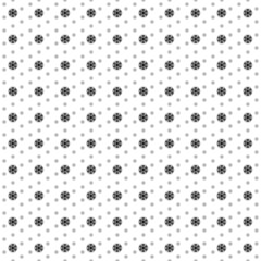 Square seamless background pattern from geometric shapes are different sizes and opacity. The pattern is evenly filled with black snowflake symbols. Vector illustration on white background