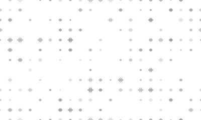 Seamless background pattern of evenly spaced black vision symbols of different sizes and opacity. Vector illustration on white background