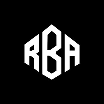 RBA letter logo design with polygon shape. RBA polygon and cube shape logo design. RBA hexagon vector logo template white and black colors. RBA monogram, business and real estate logo.