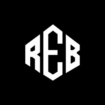 REB letter logo design with polygon shape. REB polygon and cube shape logo design. REB hexagon vector logo template white and black colors. REB monogram, business and real estate logo.