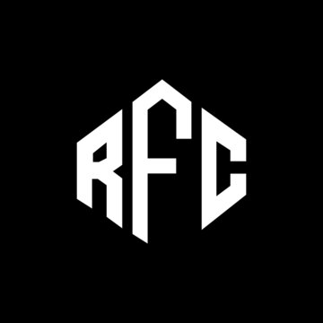 RFC letter logo design with polygon shape. RFC polygon and cube shape logo design. RFC hexagon vector logo template white and black colors. RFC monogram, business and real estate logo.