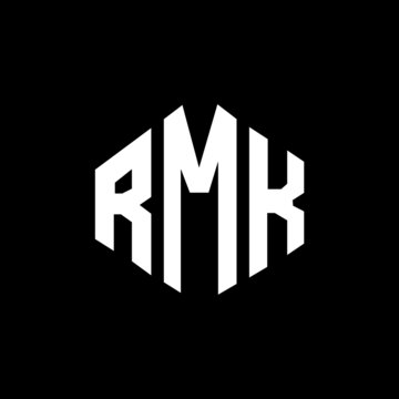 RMK letter logo design with polygon shape. RMK polygon and cube shape logo design. RMK hexagon vector logo template white and black colors. RMK monogram, business and real estate logo.