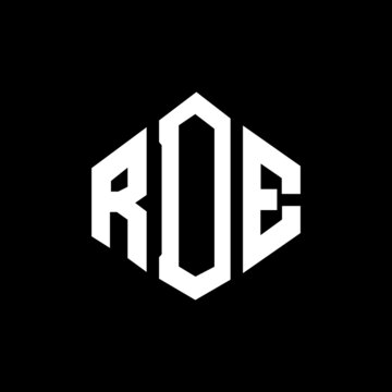 RDE letter logo design with polygon shape. RDE polygon and cube shape logo design. RDE hexagon vector logo template white and black colors. RDE monogram, business and real estate logo.