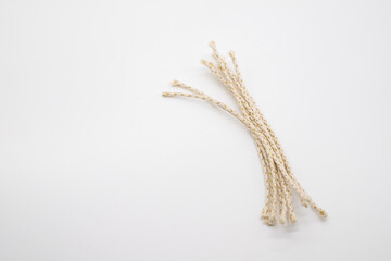 Isolated photos of cotton eco wicks for candles