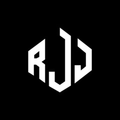 RJJ letter logo design with polygon shape. RJJ polygon and cube shape logo design. RJJ hexagon vector logo template white and black colors. RJJ monogram, business and real estate logo.