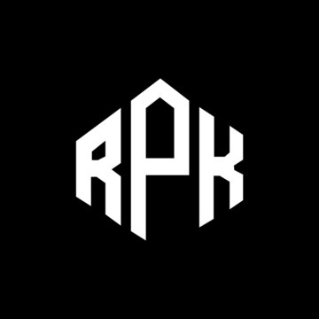 RPK letter logo design with polygon shape. RPK polygon and cube shape logo design. RPK hexagon vector logo template white and black colors. RPK monogram, business and real estate logo.