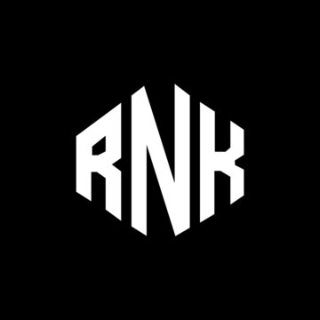 RNK letter logo design with polygon shape. RNK polygon and cube shape logo design. RNK hexagon vector logo template white and black colors. RNK monogram, business and real estate logo.