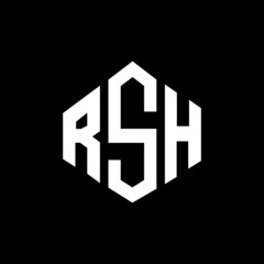 RSH letter logo design with polygon shape. RSH polygon and cube shape logo design. RSH hexagon vector logo template white and black colors. RSH monogram, business and real estate logo.