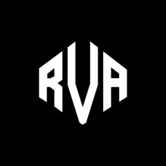 RVA letter logo design with polygon shape. RVA polygon and cube shape logo design. RVA hexagon vector logo template white and black colors. RVA monogram, business and real estate logo.