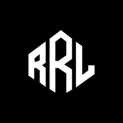 RRL letter logo design with polygon shape. RRL polygon and cube shape logo design. RRL hexagon vector logo template white and black colors. RRL monogram, business and real estate logo.