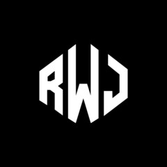 RWJ letter logo design with polygon shape. RWJ polygon and cube shape logo design. RWJ hexagon vector logo template white and black colors. RWJ monogram, business and real estate logo.