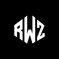 RWZ letter logo design with polygon shape. RWZ polygon and cube shape logo design. RWZ hexagon vector logo template white and black colors. RWZ monogram, business and real estate logo.
