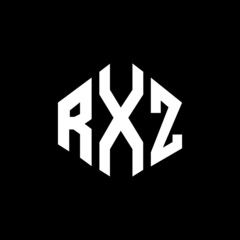 RXZ letter logo design with polygon shape. RXZ polygon and cube shape logo design. RXZ hexagon vector logo template white and black colors. RXZ monogram, business and real estate logo.