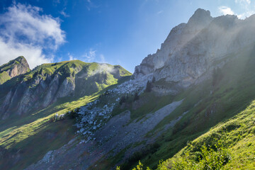 Mountain landscape in The Grand-Bornand, France