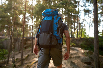 High capacity backpack on man during trekking
