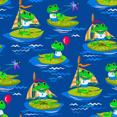 Fototapeta premium Seamless Pattern of cute Frogs.