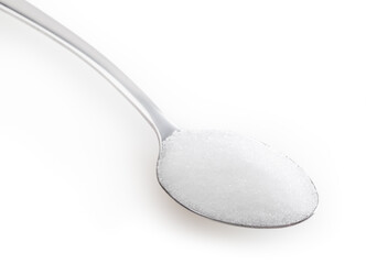 Spoon of salt isolated on white background with clipping path