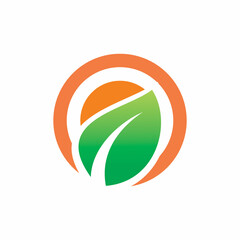 circle nature leaf farm scape logo design