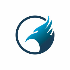 circle blue eagle logo design