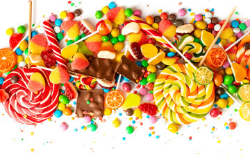 Fototapeta na wymiar colorful collage of various candies and sweets