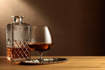 Cognac on an oak table.
