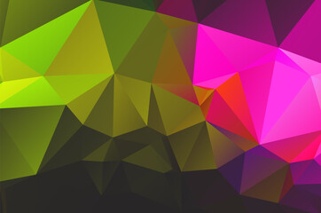 Abstract triangulation geometric green and pink background