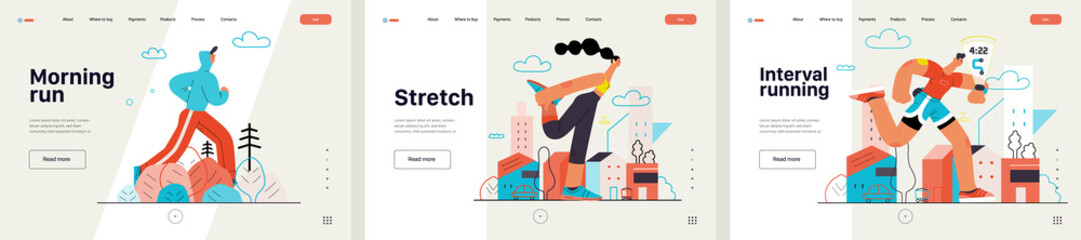 Runners - a set of website templates of running and exercising outside people