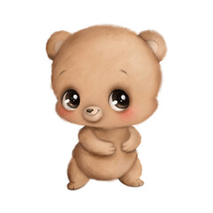 Illustration of a cute cartoon bear isolated on a white background. Cute cartoon animals.