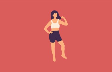 Fototapeta na wymiar ody Goal Woman Gym Vector Illustration