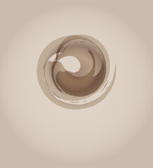 Vector Watercolor Brush Stroke Splash Circle in Brown Color. Handmade design element.