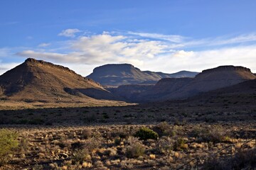 Morning landscape view of the great Karoo escarpment from the Karoo National Park in South Africa