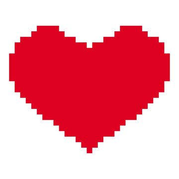 Red heart in pixel art style. 8 bit icon. Valentine's Day symbol.