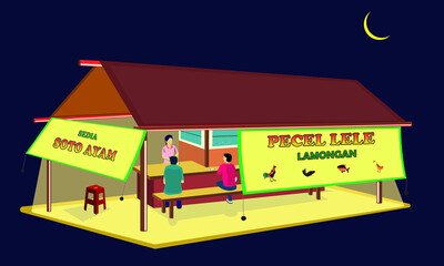 Pecel Lele  Lamongan  is Indonesian street food from Lamongan, Indonesia that usually sell food in the night. It sell at the food stall in the side of the street