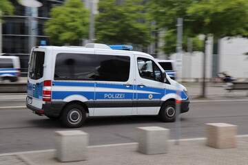 German Police Car in Berlin, Motion Blurr