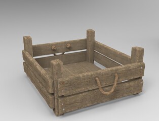 3d illustration of the wooden box
