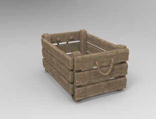3d illustration of the wooden box
