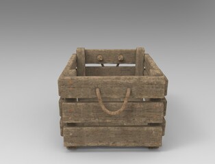 3d illustration of the wooden box
