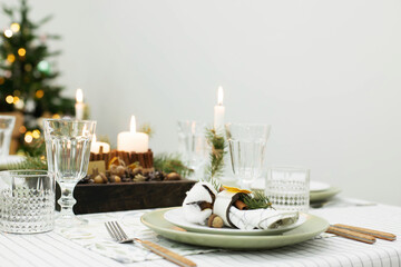 Festively served New Year's table.