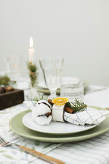 Festively served New Year's table.