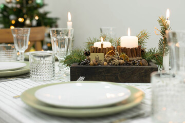 Festively served New Year's table.