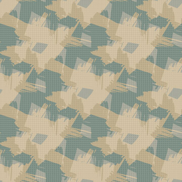 Woven painted criss cross shapes.Vector seamless pattern background. Painterly brush stroke blended with tiny graph paper texture.Faux watercolor diagonal hashtag design. Abstract textured backdrop